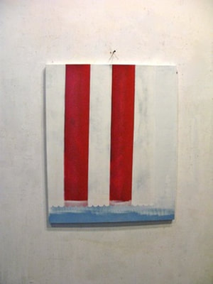 Rick Arnitz painting img of Twin Towers in red, white, and blue